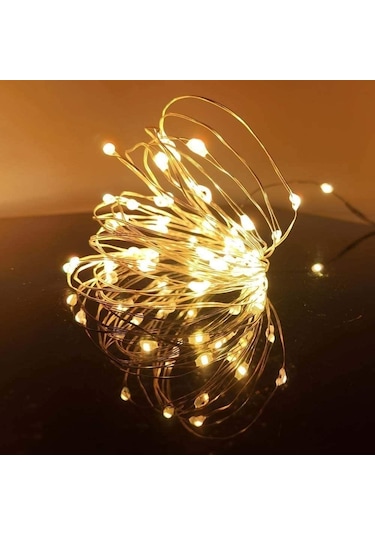 Yılbaşı Ağaç Süsleme Aydınlatma 10 Metre Pilli Peri Led Gün Işığı