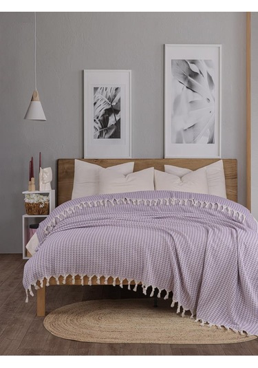 Battaniye Pamuk Piramid 180x200 Cm Lila