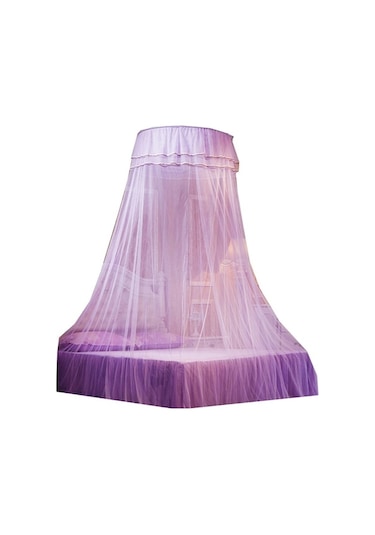 Mor Zırhlı Tavanlı Konik Perde Yüksek 2.7m, Alt Çevre 1100cm, Üst Çap 65cm Püsküllü Detaylı, Kolay Kurulum, Yapışkan Kanca  Diğer Diğer