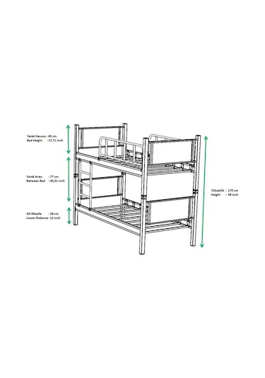 Argimo Yurt Metal Ahşap Ranza Ve Karyola 90 x 190 Gri