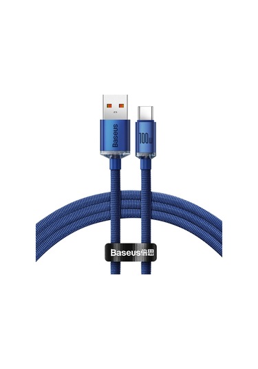 Baseus Crystal Shine 100W 120 CM Type-C Şarj Kablosu Mavi