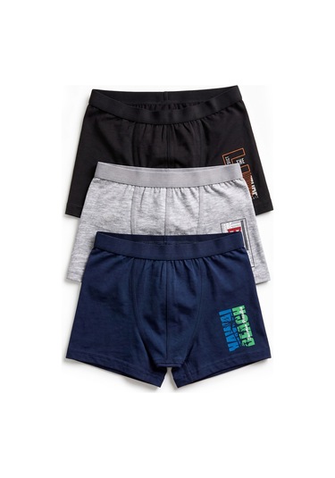 Öts Erkek Çocuk 3 Lü Pamuklu Boxer Baskılı Nefes Alan Doku 7713-3 Renkli