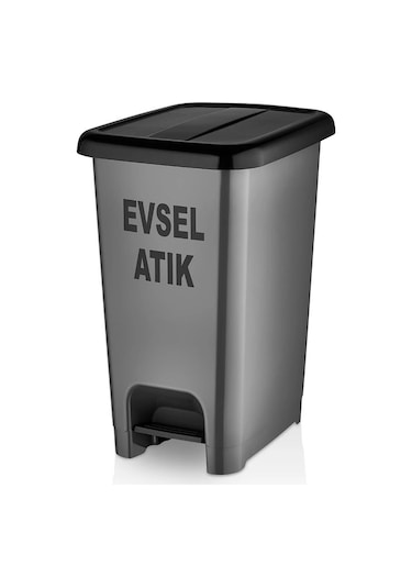 Ceymop Pedallı Slim Evsel Atık Çöp Kovası 50 L Gri