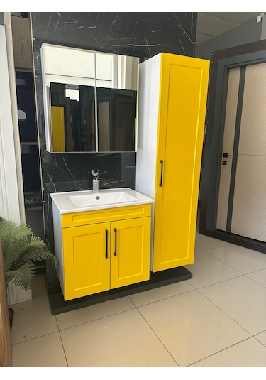 65 Cm Lake Banyo Dolabı Aynalı Ve Boy Dolaplı Köprü Kulplu