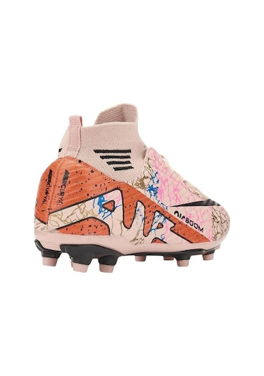 Çoraplı Bilekli Boğazlı Krampon Futbol Ayakkabısı Pudra - Turuncu Pembe