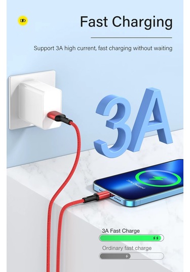 Hızlı Şarj Usb Kablosu İphone Uyumlu 13 12 11 Pro X Max 6 6s 7 8 Artı İpad Mavi 0.25m