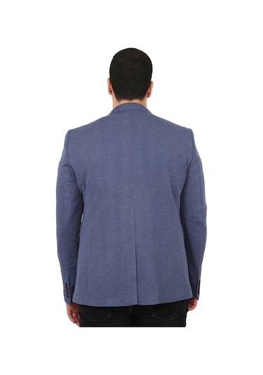 Sposo 5134 Dar Kalıp Örme Kumaş İndigo Erkek Blazer Ceket İndigo