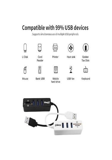 Mkey USB Çoğaltıcı USB Çoklayıcı Tf Kartlı Sd Kartlı USB Hub
