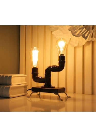 Borulardan Masa Lambası,endüstriyel Minimalist Lamba,hediyelik Rustik Siyah