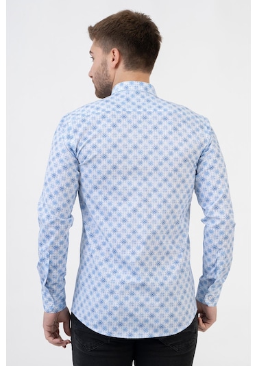 White Stone Barcelona G2311 Pamuklu Likralı Regular Fit Gömlek Desenli L Çok Renkli