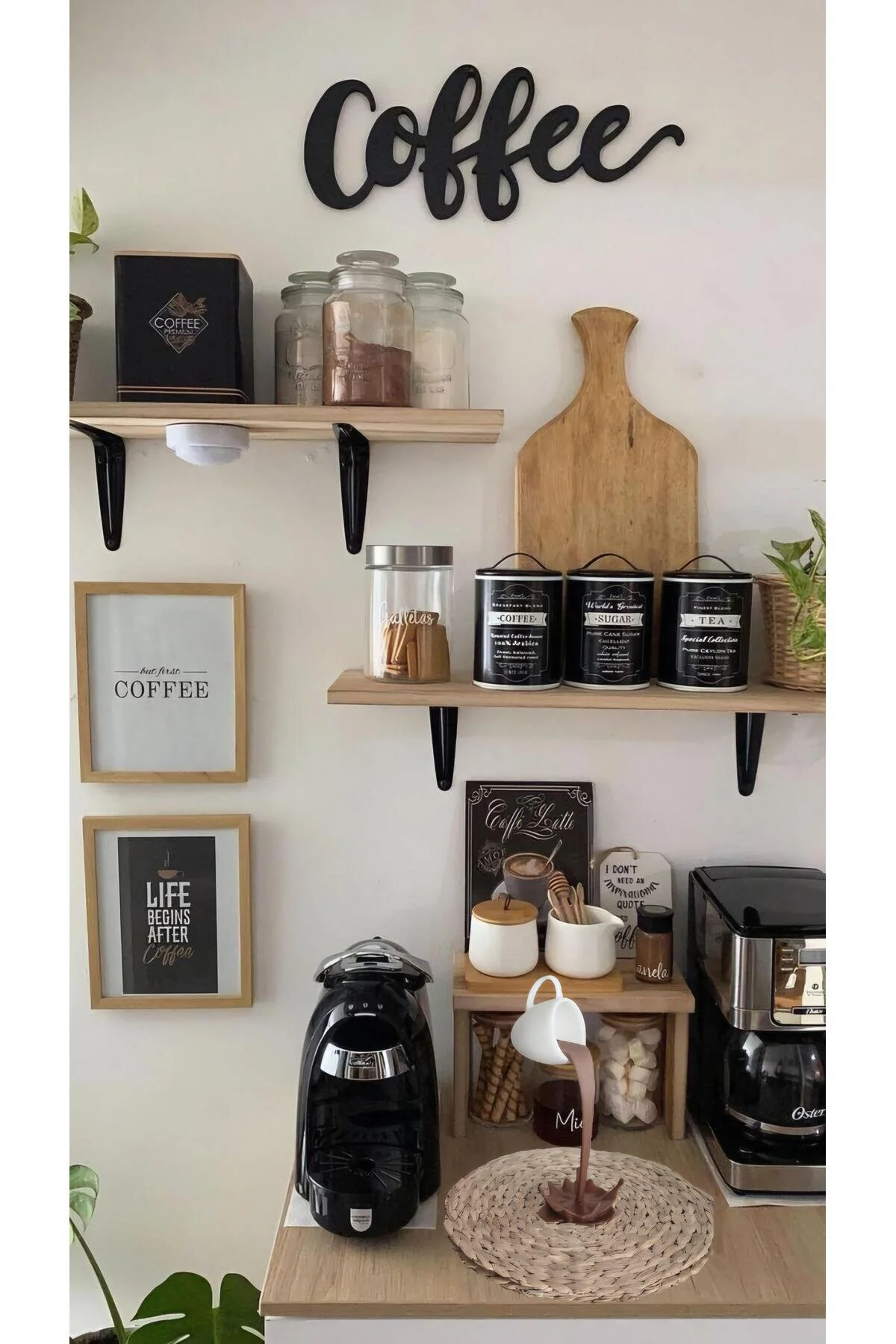 Dökülen Kahve Biblo Dekoratif Ürün Kahve Köşeleri İçin Beyaz