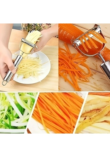 Hightower Gümüş 1x Paslanmaz Çelik Manuel Dilme Rende Soyucu Mutfak Sebze Meyve Kesici Gümüşi