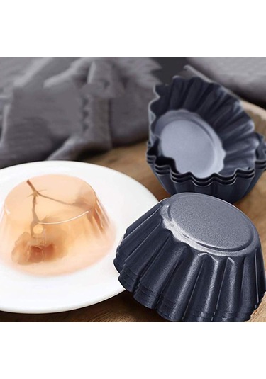 12'li Yumurta Tart Kalıbı 7,5 Cm Mini Kek Kalıbı Karbon Çelik Krep Kalıbı Siyah Diğer