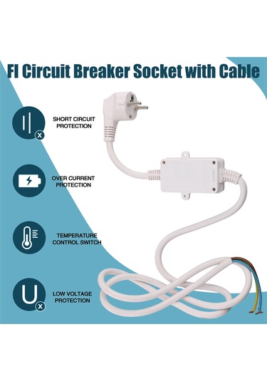 Xurunkeji Fı Sigorta Prizi, Kaçak Akım Sigorta Fişi, Kablolu, Kişisel Koruma Adaptörü, Ab Fişi, Beyaz