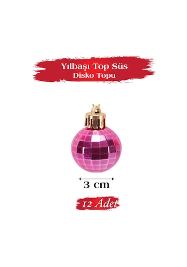 Yılbaşı Top Süs 3 Cm Disko Topu 12 Li