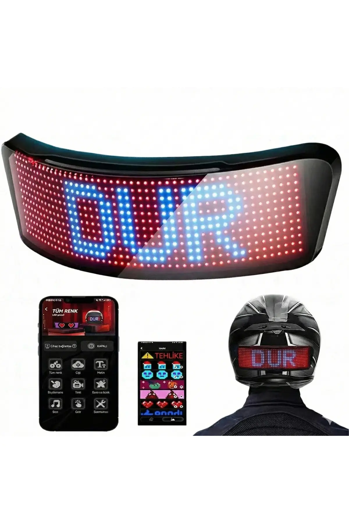 Akıllı Bluetooth Motorsiklet Kask Led Paneli - Uygulama Kontrollü Sinyal Ve Stop Lambası Diğer