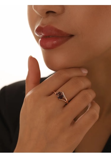 Serebranyj Dom 925 Ayar Gümüş Doğal Grenada Taşlı Altın Kaplama Yüzük 27558075 Altın