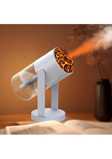 Projektör Görünümlü Rgb Işıklı Gece Lambası Ve Buhar Makinesi Beyaz