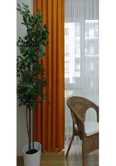 Oranj Ada Fon Perde Normal Pile 1'e 2,5 Pile-oranj Turuncu