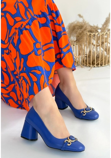 Lucky Mavi Cilt Topuklu Ayakkabı MAVİ