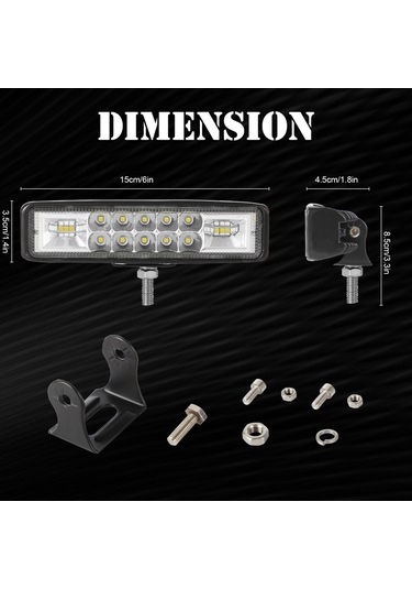 2 Adet 6 İnç Led Bölme Işık Çubuğu 60 W Led Çalışma K21064-2