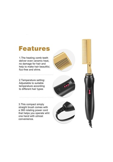 Xurunkeji Saç Düzleştirici Tarak Islak&kuru Saç Düzleştirici Bukle Makinesi Ev Tipi Elektrikli Tarak 3'ü 1 Arada Düz Bukle Tarak Ab Fişi