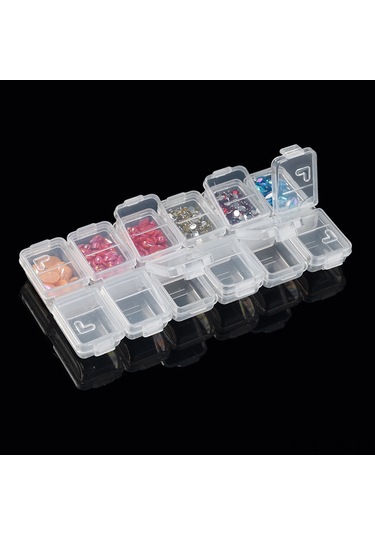 Kosona 5d Diamond Painting İçin Pp Materyal Transparent 12 Bölmeli Aksesuar Saklama Kutusu Diğer