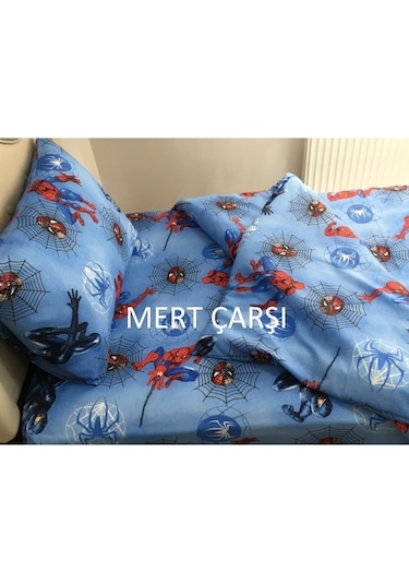 Lionas Tek Kişilik Spiderman Nevresim Çarşaf Takımı Mavi