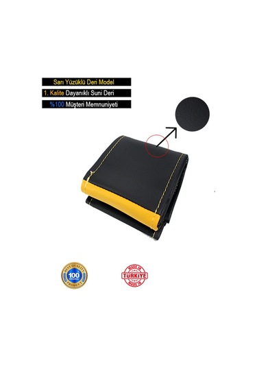 Mercedes C İçin Uyumlu Özel Süper Deri Direksiyon Kılıfı, Sarı Yüzüklü Spor Dikiş