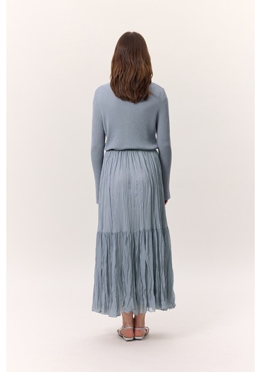 Crush Piliseli Uzun Etek Mavi Mavi