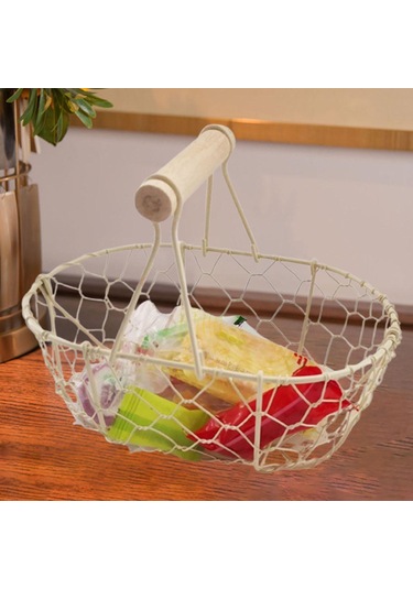 Suntek Tel Yumurta Sepeti Retro Rustik Demir Depolama Çiftlik Beyaz