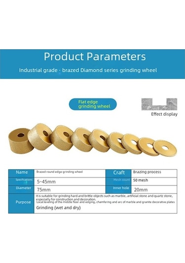 Besthome1 Mermer, Kireçtaşı, Seramik İçin Düz Kenarlı Sinterli Elmas Taşlama Diski - 35mm Kalınlık