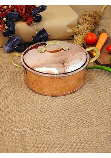Modabakır Pilav Tenceresi Bakır 20 Cm 2500 Ml Model:55 Metalik