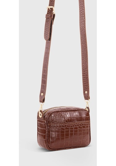 Kadın Timsah Derisi Görünümlü Çapraz Çanta 219 001