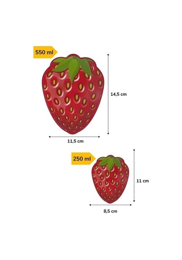 River World 250 Ml + 550 Ml 'lik İç İçe Geçen Çilek Modelli Beslenme Ve Saklama Kabı Seti