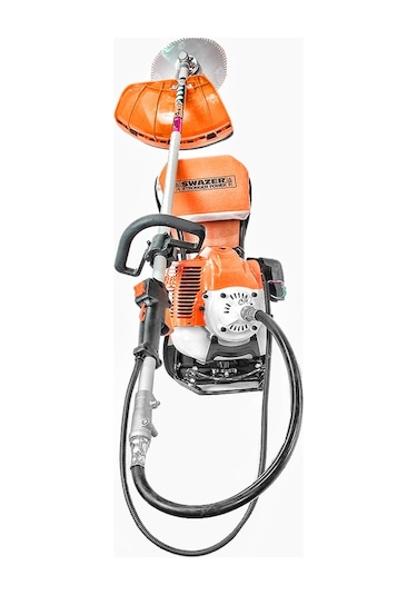 Swazer Sırt Tipi Benzinli Motorlu Tırpan Biçme Makinesi + Çapa Aparatı + Başlık+ 2T Yağ