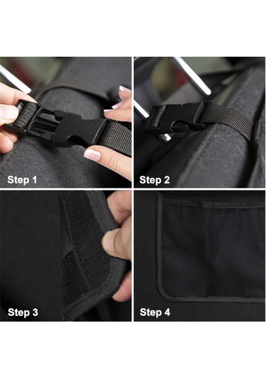 Teltree Siyah Oksford Kumaş Araba Bagaj Organizatörü - 107x52cm Fonksiyonel Sandık Depolama Çantası