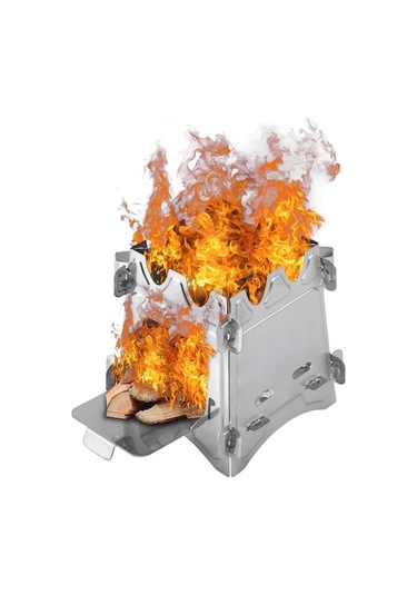 Kamp Ocağı - Paslanmaz Çelik Katlanır Taşınabilir Yakıtlı Pişirme Aleti Gümüş Gümüş