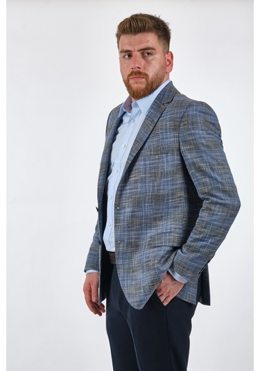 Tom Becker Kareli Gri Erkek Ceket Sc45122017 001