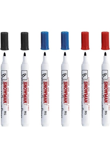 Snowman Bg - 12 K Tahta Kalemi 2 Siyah + 2 Mavi + 2 Kırmızı