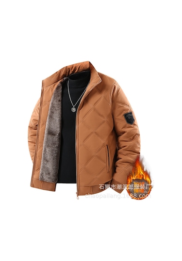 Genç Ve Orta Yaşlı Erkekler İçin Kadife Ve Pamuklu 2025 Yeni Pamuk Dolgulu Ceketler Sarı