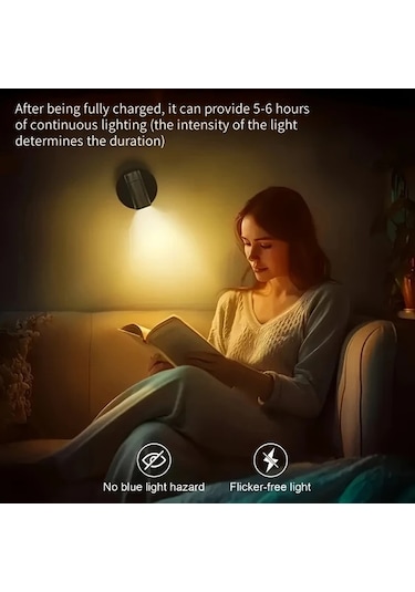 Honeybeeshop Siyah 360 Derece Dönebilen Modern Şarj Edilebilir Manyetik Led Gece Lambası 1 Adet Şarjlı Lityum Pil Dokunmatik Aydınlatma Yatak Odası Başucu Masa Dekor Siyah-