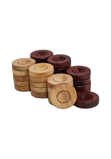 El Yapımı Şimşir Ahşap Tavla Pulu 35 MM