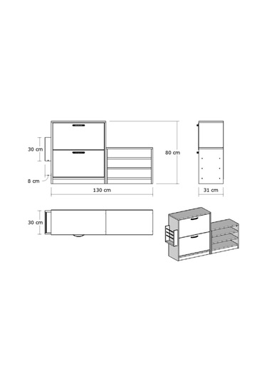 Decormet Trend Ayakkabı Dolabı Safir Meşe Safir Meşe