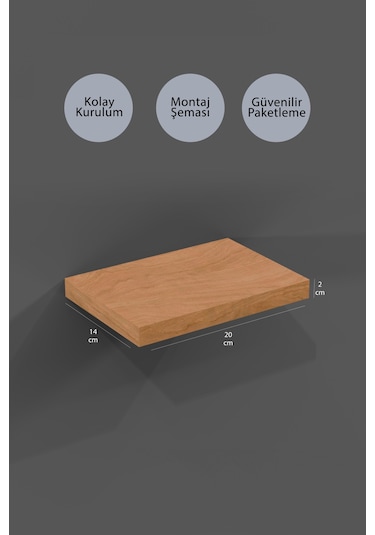 Yankı-BYEG 3lü 20 cm Safir Meşe Mdf Mini Duvar Rafı Gizli Bağlantı Çiçeklik