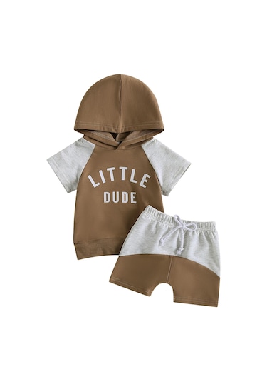 Kahve Bebek Erkek Yaz Giysileri Kıyafetler Mektup Baskı Kontrast Renk Kapşonlu Kısa Kollu Üstler Ve Şort 2 Adet Takım Elbise Kahve Kahve Bebek Erkek Yaz Giysileri Kıyafetler Mektup Baskı Kontrast Renk Kapşonlu Kısa Kollu Üstler Ve Şort 2 Adet Takım Elbise Kahve