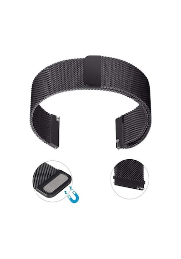 Huawei Watch Gt5 Gt4 Gt2e Gt2 Gt3 Gt3 Pro 46mm Honor Watch 2 Uyumlu Metal Hasır Kordon Siyah