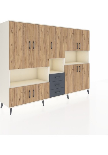 Hyperion Dolap 13 Raflı 3 Çekmeceli 9 Kapaklı 220x44x163 Aytaşı-ç Aytaşı-çam/antrasit
