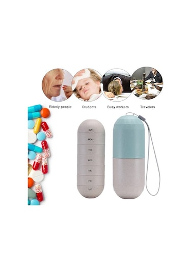 Agoodshop Haftalık Hap Organizer Kutusu - Modern Gri/yeşil Ahşap