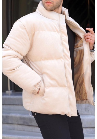 Madmext Taş Rengi Nubuk Erkek Şişme Mont 6802-taş Rengi Taş